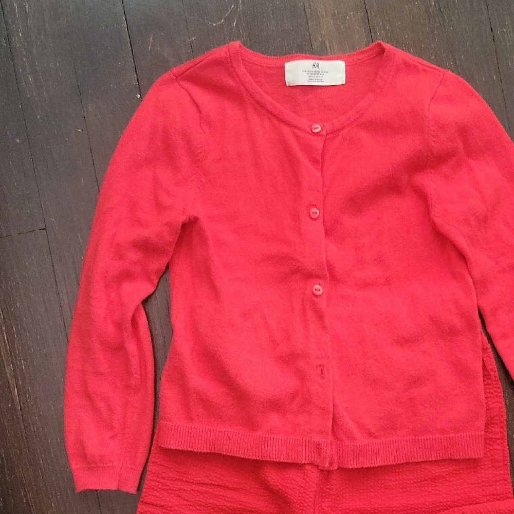 H&M Vibrant Red matching set: top, pants and a thin cotton cardigan - Picture 5 of 6